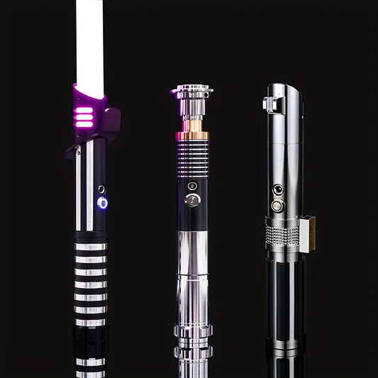 Light Up Saber with Metal Handle RGB 16 Colors – LED Cosplay Laser Sword with Sound Effects | Anakin Luke Darksaber Style, Halloween Costume Toy & Christmas Gift for Kids Adults
