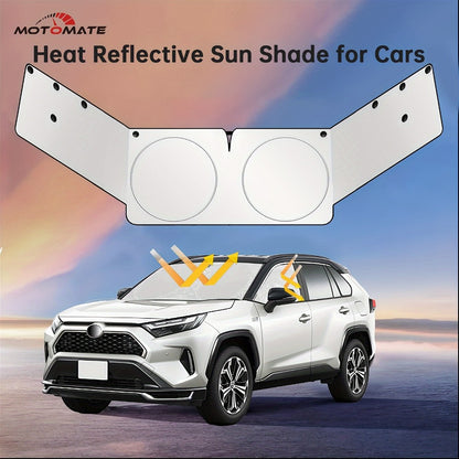 Windshield Sunshade Universal Fit Front Window Sun Shade Cover Block Sun Heat UV Rays Privacy Protection Polyester with Super Suction Cups for Cars SUVs Trucks M and L Size