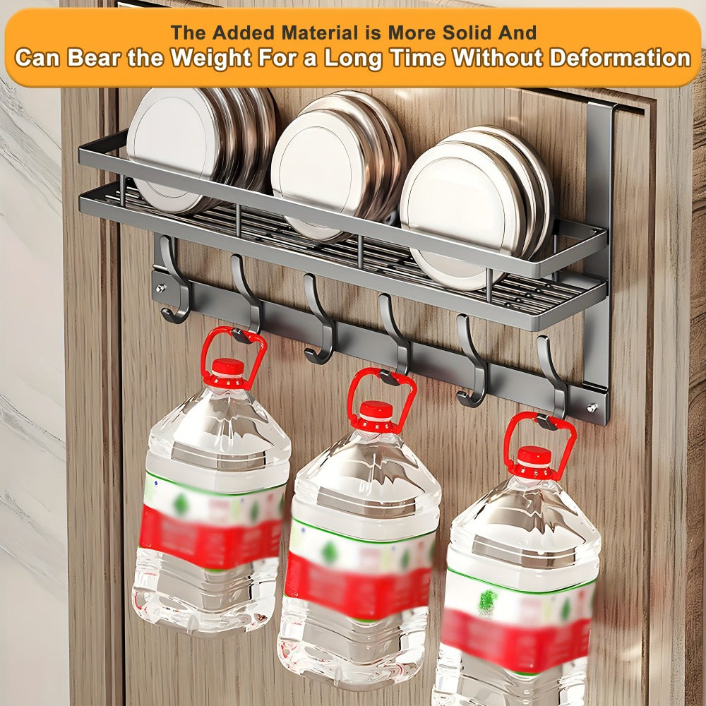 Metal Over-Door Hook Rack with Five, Six or Eight Hooks for Clothes, Bags, Keys or Towels for Home and Everyday Use
