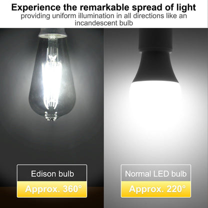 LED Edison Bulbs ST64 6 Pack 6W 60W Equivalent - E26 Vintage Filament Globe Bulb 700LM Flicker-Free Non-Dimmable, 2700K Warm White or 5000K Daylight White, 15000Hrs Lifespan for Chandelier Ceiling Fan Pendant Light Table Lamp Home Decor