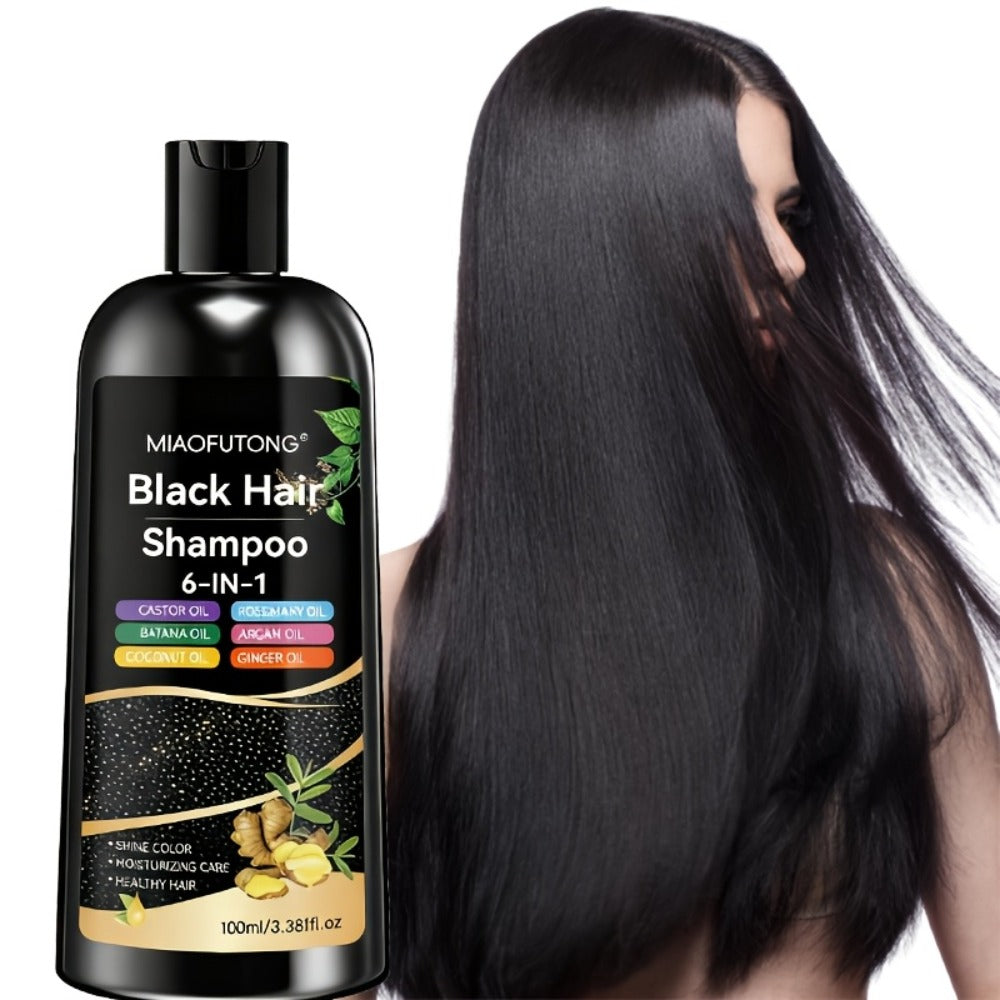 Hair Color Shampoo, MIAOFUTONG 6-in-1 100ml Black Color Bottle with a Single-Bottle Option