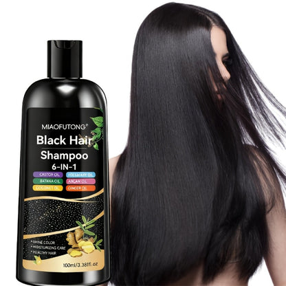 Hair Color Shampoo, MIAOFUTONG 6-in-1 100ml Black Color Bottle with a Single-Bottle Option