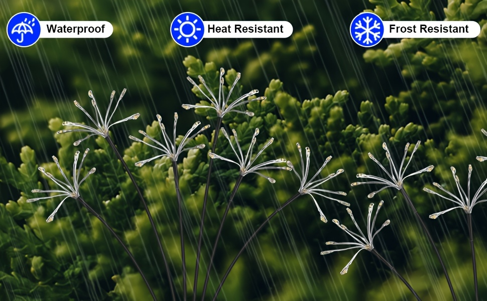 Solar Garden Lights Outdoor 4 Pack Twinkling Swaying Firework LED Stake Lights 2 Modes – Decorative Solar Path Lights for Yard Patio Flowerbed Camping Christmas Party Decor