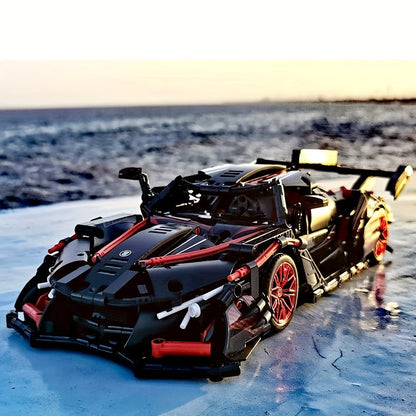 1:14 Scale Black and Red Sports Car Building Block Model Kit with 1,391 Pieces, Model MY88301