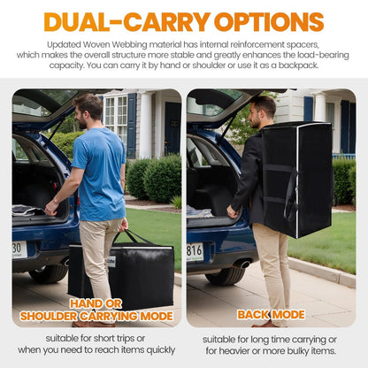 Moving Bags Extra Large Heavy Duty Storage Totes with Backpack Straps & Double Zipper – 4pcs Stackable Packing Bags for Moving, Storage & Travel