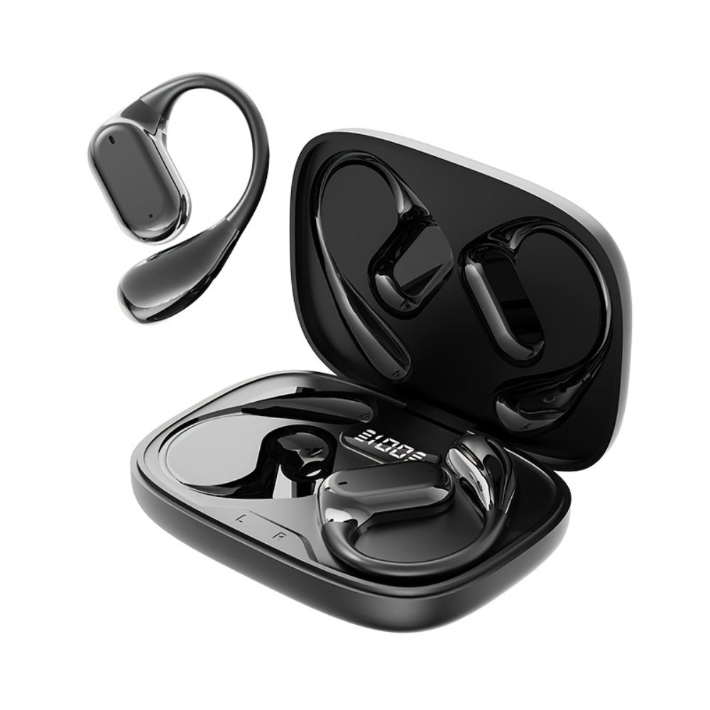 PAVUN Bluetooth 5.4 Open Ear Wireless Earbuds, ENC Noise Cancelling 9D Stereo Bass Sport Earphones, 24H Playtime Lightweight On-Ear Headphones with Mic for iOS Android Work Gym Daily Use