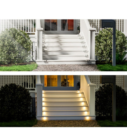 Solar Deck and Step Lights, 8- to 32-Piece Packs in Black, White or Brown with Integrated Panels
