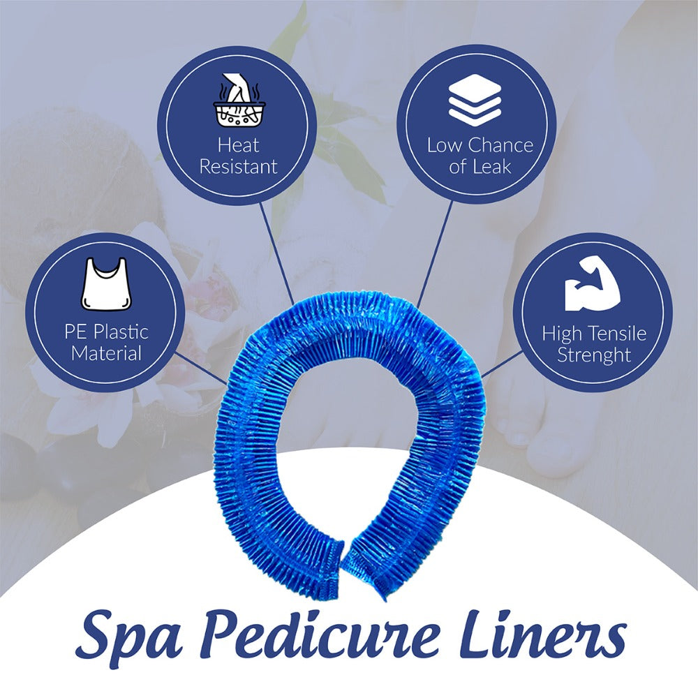 Disposable Pedicure Liners 400 Count XL 48"x48" Blue - Plastic Foot Spa Bowl Liners 9.5 Mic for Pedicure Chair Tub Nail Salon Spa, Hygienic Single-Use Foot Bath Bags, Bulk Pack