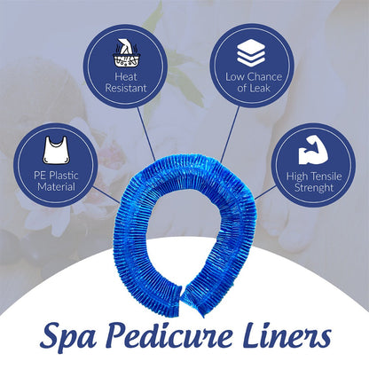 Disposable Pedicure Liners 400 Count XL 48"x48" Blue - Plastic Foot Spa Bowl Liners 9.5 Mic for Pedicure Chair Tub Nail Salon Spa, Hygienic Single-Use Foot Bath Bags, Bulk Pack