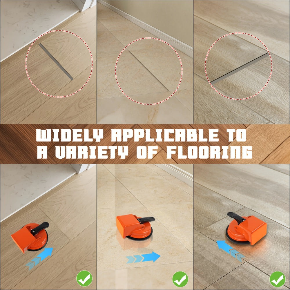 Floor Gap Fixer Tool with 4.84" Suction Cup, Laminate Floor Gap Repair Tool Kit for Vinyl Plank Hardwood Floors, Professional Plank Grabber with Metal Body & Felt Pad, Floor Installation Repair Tool