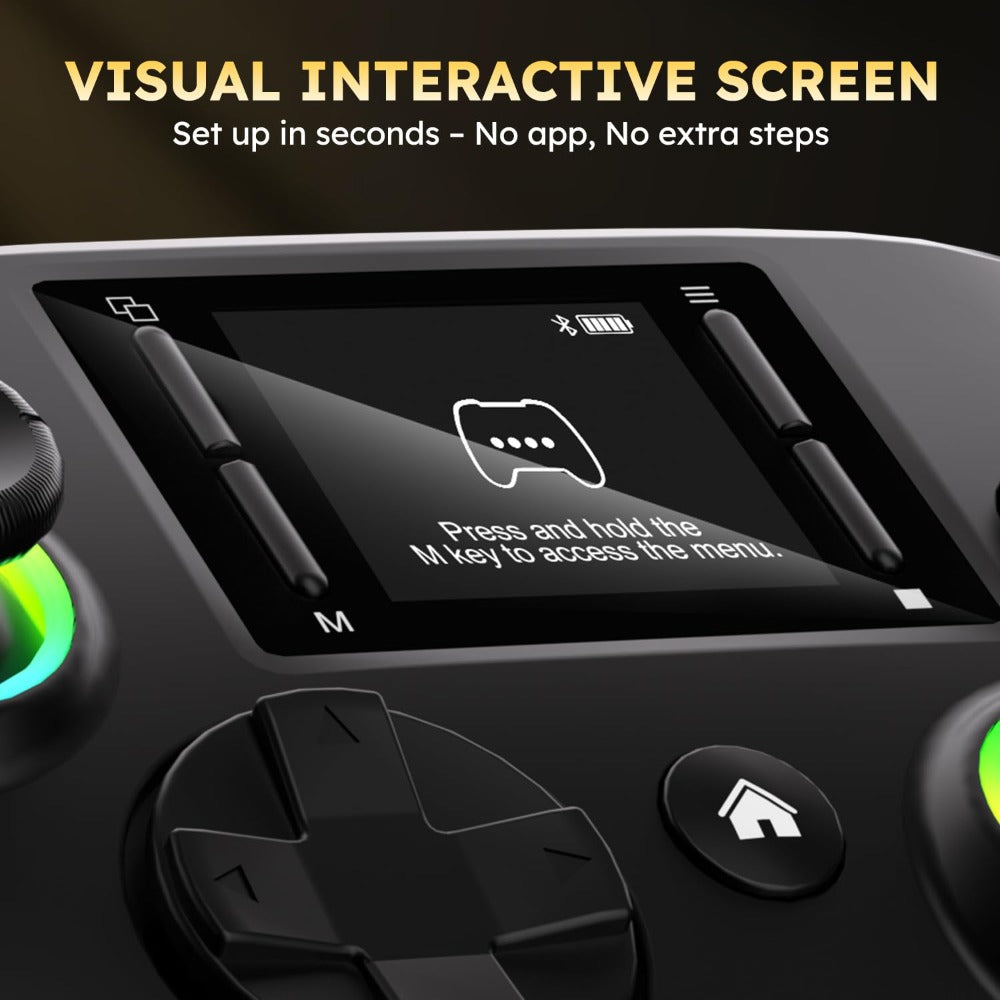 Wireless Gaming Controller Touchscreen PC PS4 Switch Android iOS - 4 Programmable Buttons Rapid Fire 6-Axis Gyroscope Dual Vibration RGB Lighting Bluetooth Gamepad for All Platforms