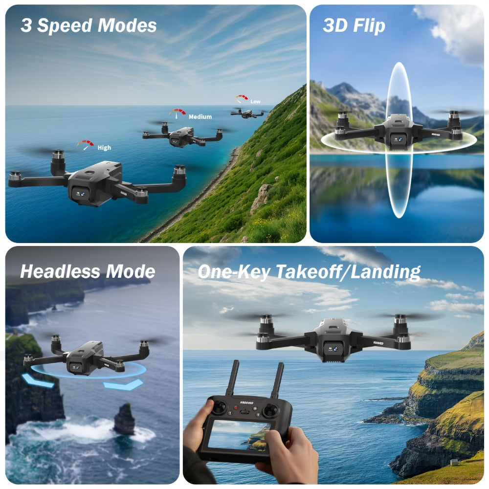 GPS Follow Me Drone Under 250g 4.5 Inch LCD Screen Camera Drone Auto Return Gesture Flight Brushless Motor Altitude Hold 3 Speed Modes 32G SD Card | Adult Beginner Drone Gift for Teens