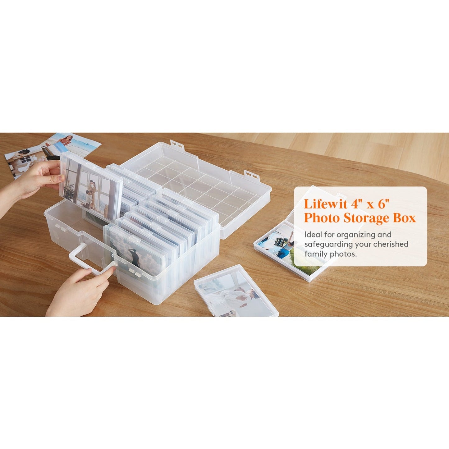 Photo Storage Box with 14 or 18 Inner Keeper Cases in Clear, Black or Multicolor Configurations