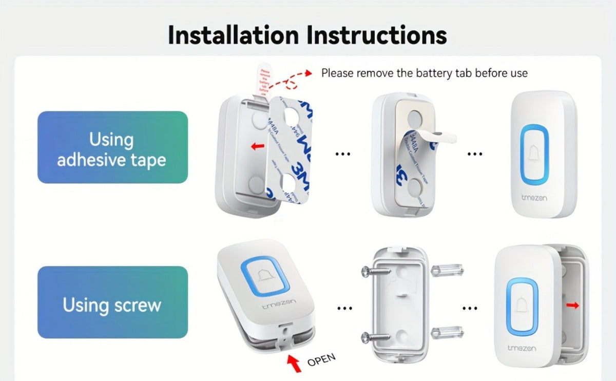 USB Plugin Wireless Doorbell Kit with 60 Melodies, 5 Volume Levels & Colorful LED Indicator, 1000ft Range