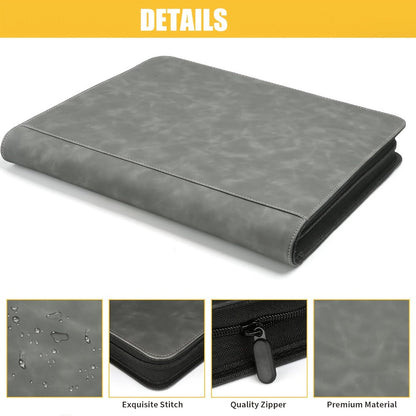 Blue Ringless Trading Card Binder with 16-Pocket Side-Loading Pages, Full Zipper and Large-Capacity Layout