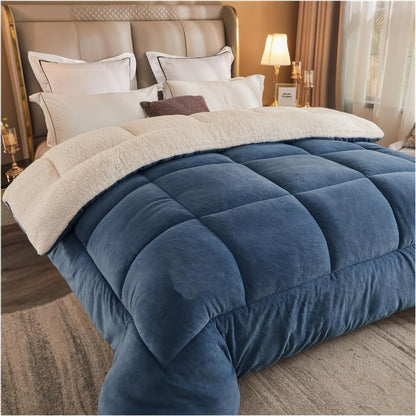 Reversible Sherpa Fleece Comforter Set in 40 Size and Color Options for Twin XL, Full, Queen or King Beds