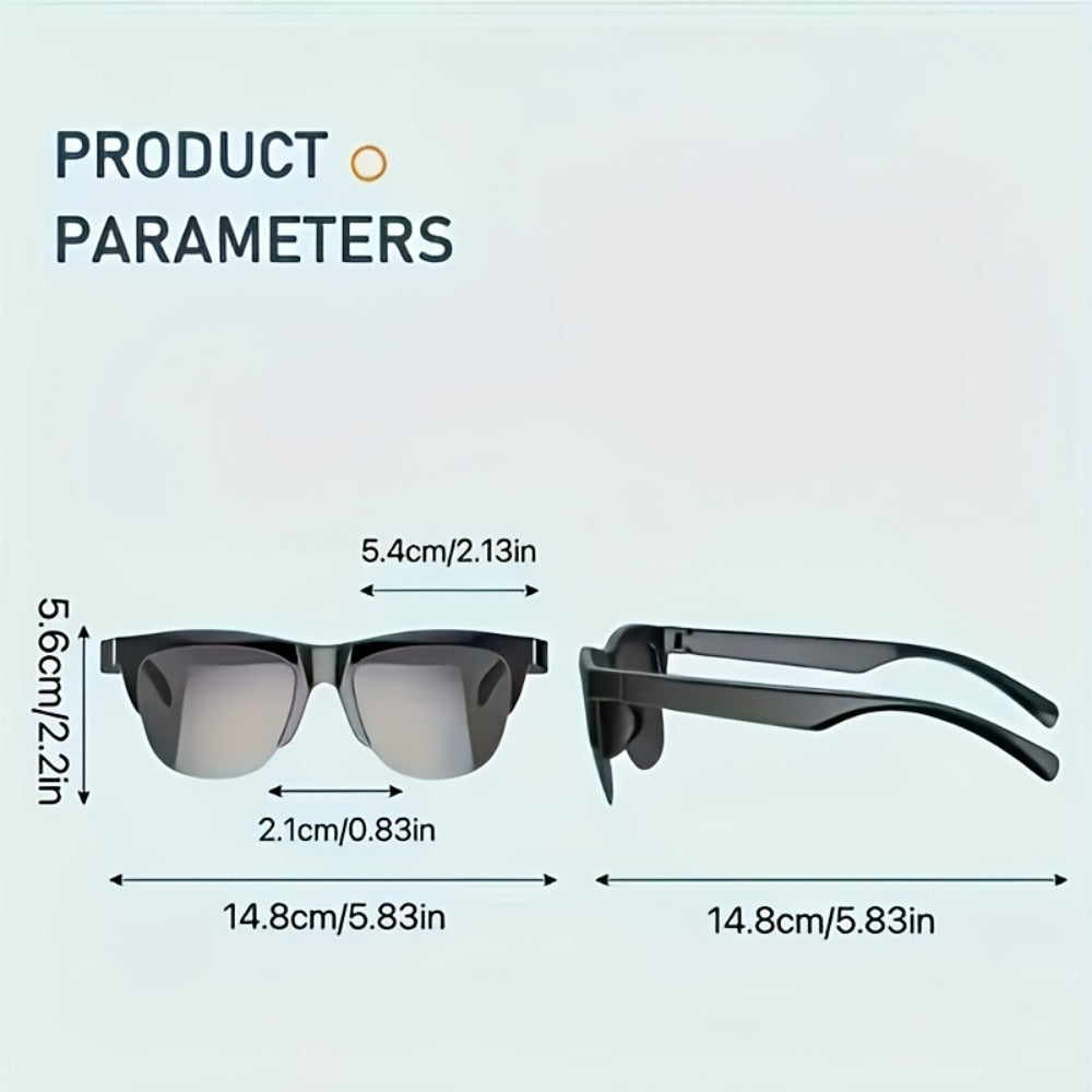Smart Glasses Translation Eyewear with Bluetooth Open-Ear Speaker, Built-In Microphone and Black Frame