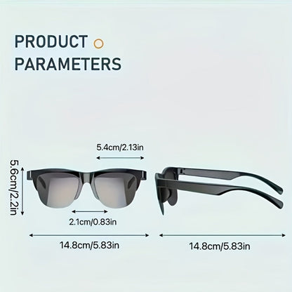 Smart Glasses Translation Eyewear with Bluetooth Open-Ear Speaker, Built-In Microphone and Black Frame