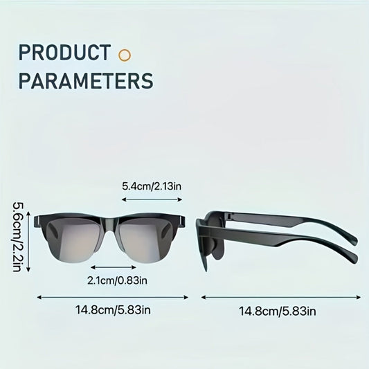 Smart Glasses Translation Eyewear with Bluetooth Open-Ear Speaker, Built-In Microphone and Black Frame
