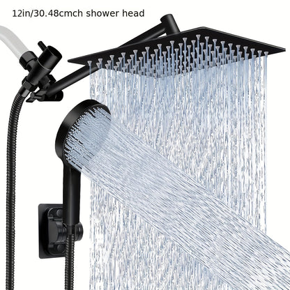 High-Pressure Handheld Rainfall Shower Head Combo with 11-Inch Extension Arm and Six Size-Finish Options