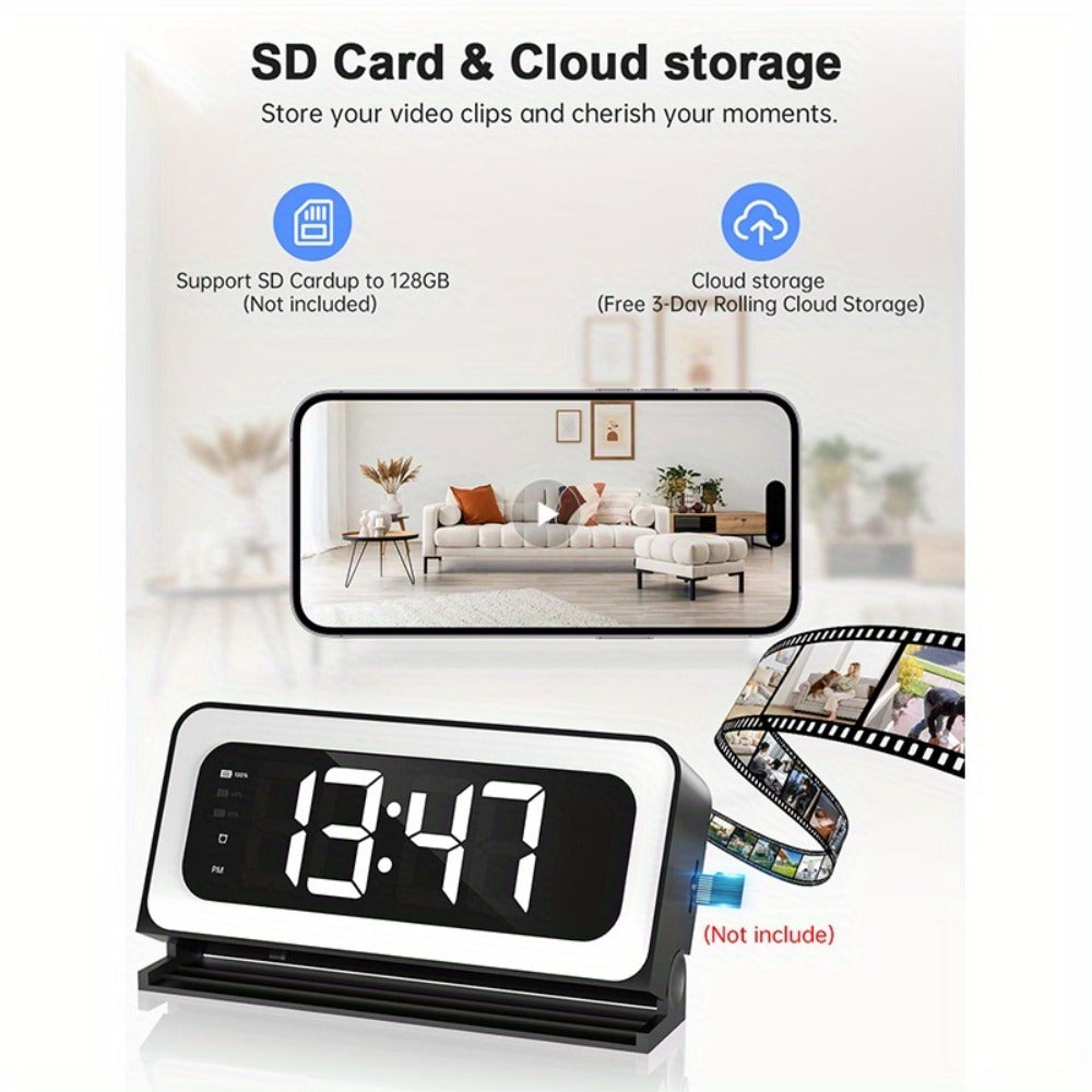 2K WiFi Clock Camera for Home, 5GHz & 2.4GHz Dual Band Wireless Indoor Security Camera, Nanny Cam Baby Monitor Dog Camera, Full Color Night Vision, Motion Detection, Two-Way Talk, Hidden Design
