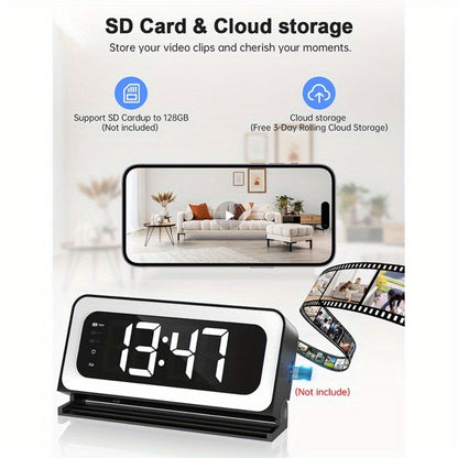 2K WiFi Clock Camera for Home, 5GHz & 2.4GHz Dual Band Wireless Indoor Security Camera, Nanny Cam Baby Monitor Dog Camera, Full Color Night Vision, Motion Detection, Two-Way Talk, Hidden Design