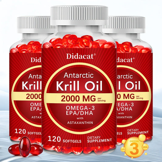 Antarctic Krill Oil 2000mg Per Serving 120 Softgels with Omega-3, EPA & DHA for Brain, Heart, Joint & Eye Health, Superior Absorption for Men & Women