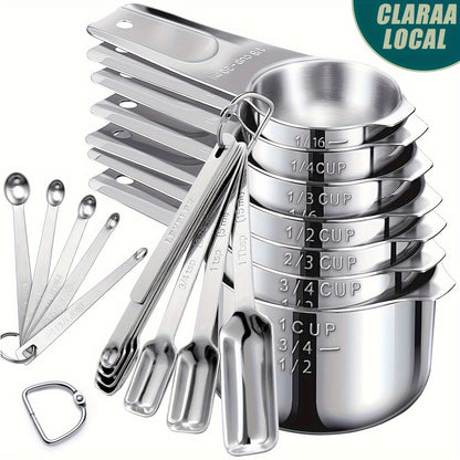 Measuring Cups and Spoons Set Stainless Steel 13-Piece 20-Piece with Leveler Dishwasher Safe Baking Measuring Set for Dry Wet Ingredients Kitchen Cooking Baking Gift