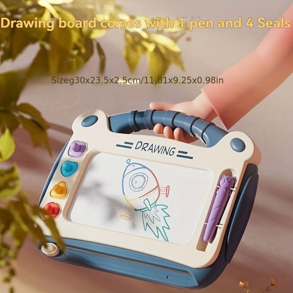 Kids Drawing Board with 4 Stamps 4 Holders and 1 Pen Educational Doodle Board Toy for Boys Girls Toddlers Learning Art Table Desk Birthday Gift
