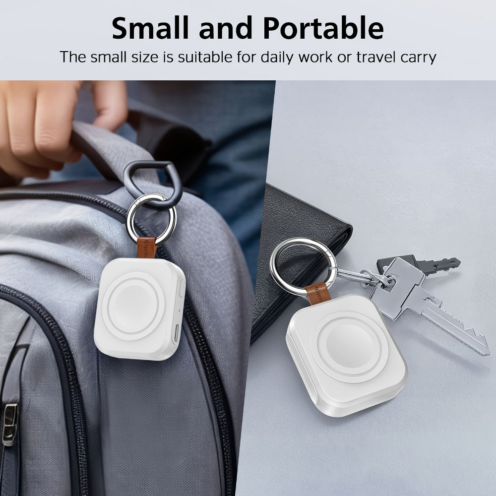 Samsung Galaxy Watch Charger Portable 1200mAh Wireless Fast Charging Power Bank Keychain Compatible Galaxy Watch 8 Ultra 7 6 Classic 5 Pro 4 3 Active 2 – Compact Travel Charger Black White