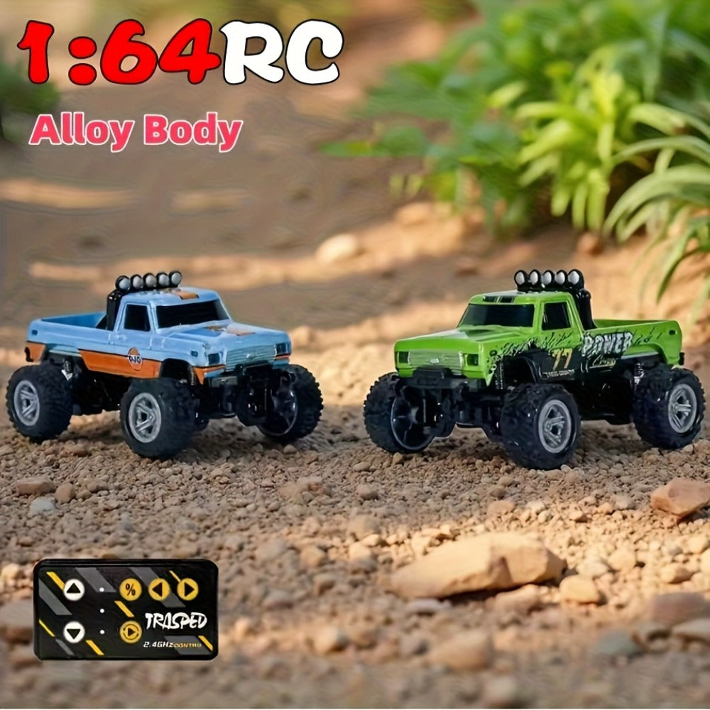 Remote Control Car, 1:64 Scale Alloy Mini Off-Road Truck with 2.4GHz Control, Shock Suspension, Running Lights and Five Colors