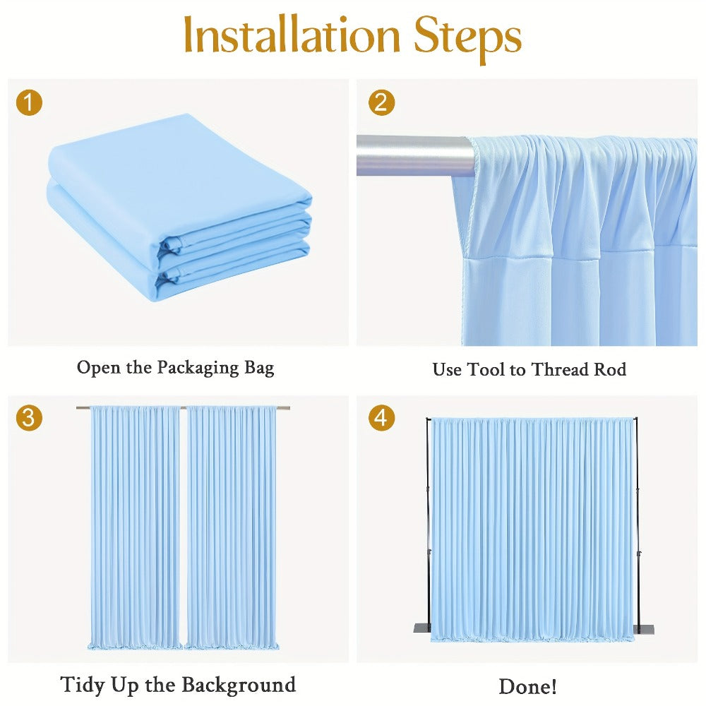 Two-Piece Photography Backdrop Curtain Set, 59 x 118 Inches per Panel, with Rod Pockets and Color Options