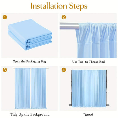 Two-Piece Photography Backdrop Curtain Set, 59 x 118 Inches per Panel, with Rod Pockets and Color Options