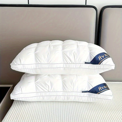 Hotel Quality Pillows 2-Pack, Luxury 5-Star Deep Sleep Neck Support, Non-Collapse Hypoallergenic Polyester Fill, All Season Cooling Bed Pillows Queen King