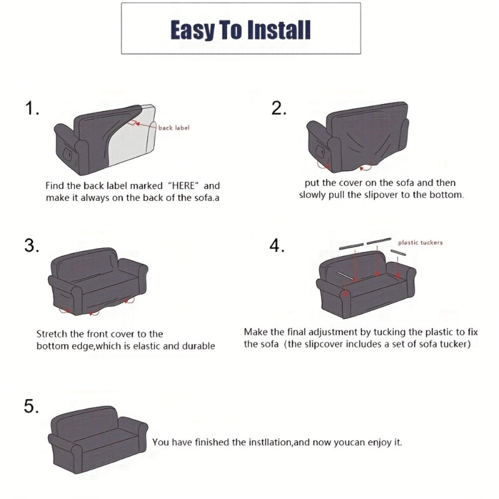 Sofa Cover Elastic Anti-Slip Stretch Slipcover for 1, 2, 3 or 4-Seater Sofas in Seven Solid Colors