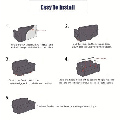 Sofa Cover Elastic Anti-Slip Stretch Slipcover for 1, 2, 3 or 4-Seater Sofas in Seven Solid Colors