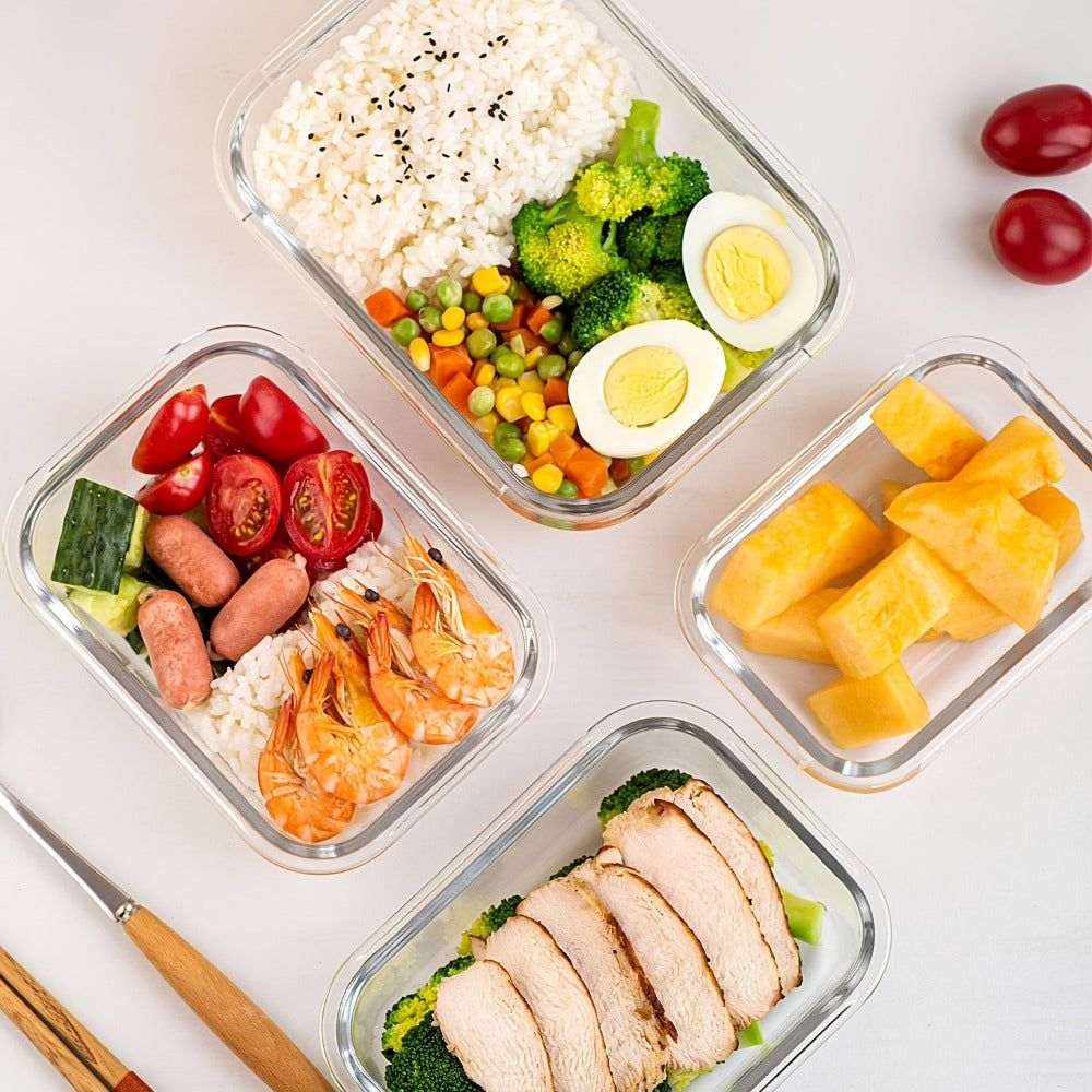 Food Storage Containers Ten-Piece Borosilicate Glass Set with Snap-Lock Lids in Pink, Black or Green