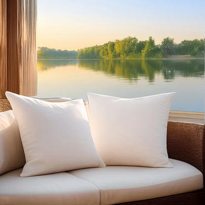 Four-Pack White Throw Pillow Inserts with Zippered Covers in 14-, 16-, 18-, 20- or 22-Inch Square Sizes