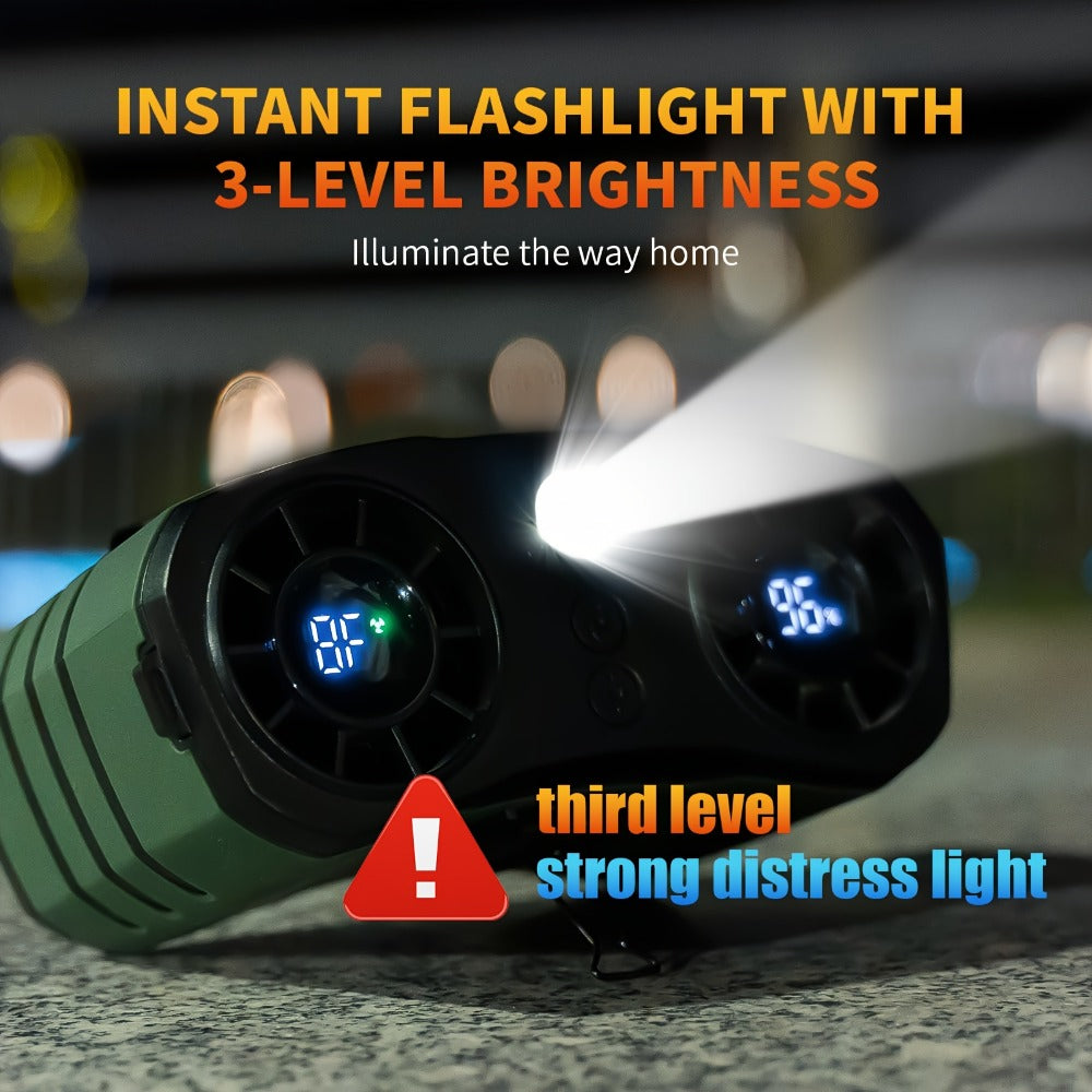 Wearable Waist Fan with 20000mAh Battery, Dual Vents, 10 Settings, Display and Two Color Options