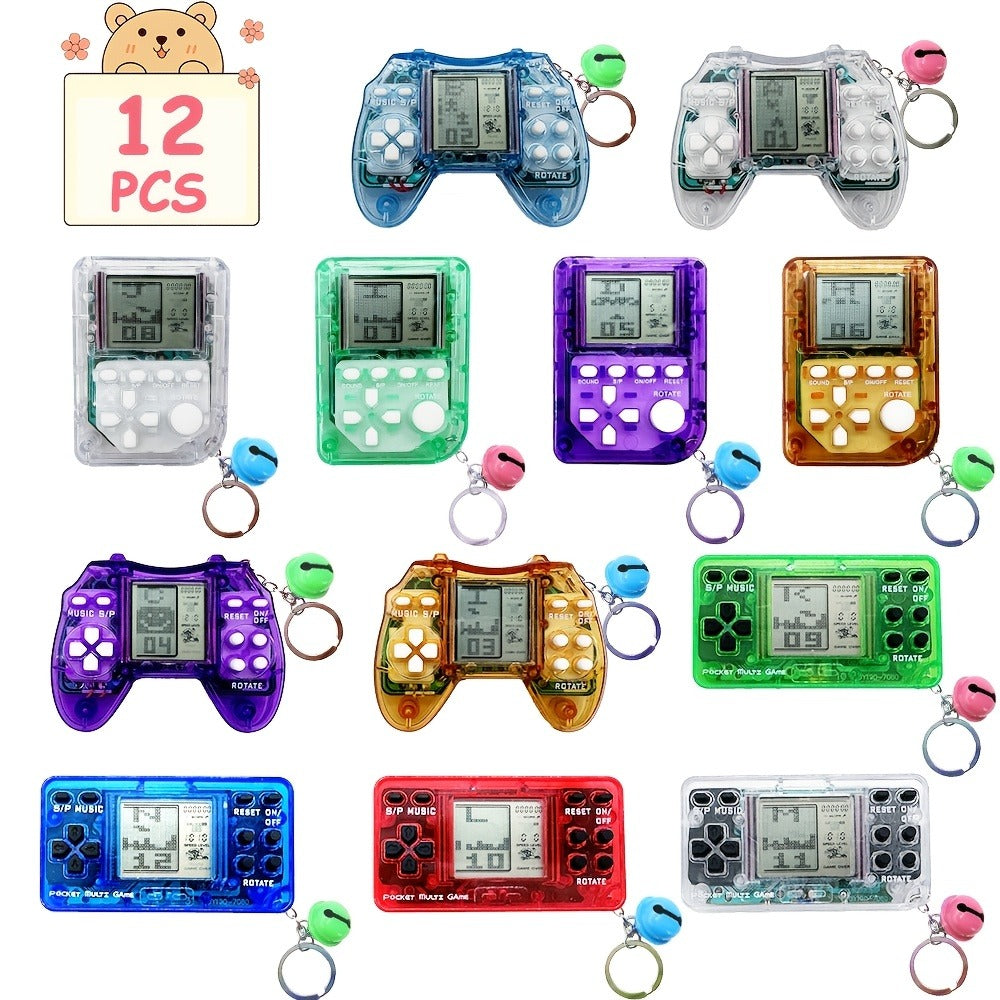 Party Favors Gaming Controller Keychains, 12-Piece Mini Backpack-Clip Set for Game-Themed Events