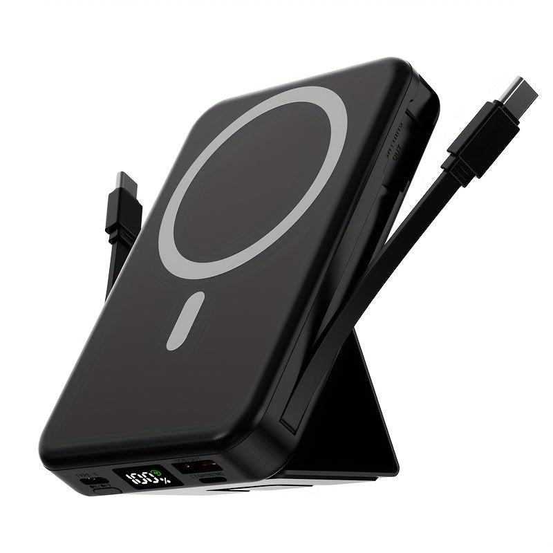 10000mAh Mobile Power, 22.W Magnetic Charging Treasure, Comes with Convenient Dual Cable, with LED Power Display, Stand Mobile Power, Can Charge 5 Devices At The Same Time, Comes with Stand, Can Be On The Plane