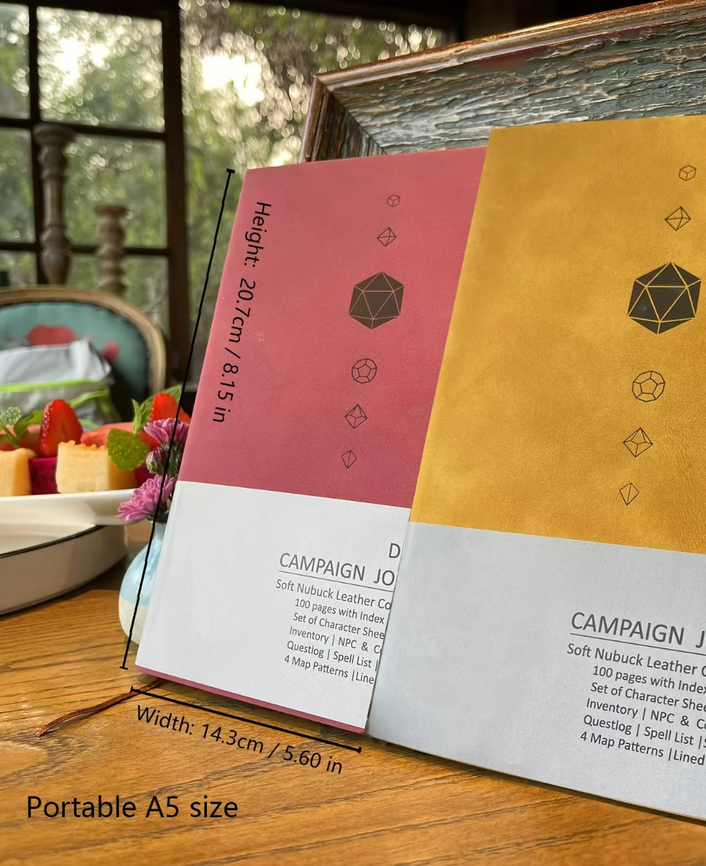 DnD Campaign Journal for D&D 5e & 5R Players — RPG Notebook with Character Sheets, Spell Tracker, Quest Log, NPC Manager & Map Pages, A5 Nubuck 100 Pages, 13 Colors, Dungeon Master Gift