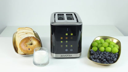 Black Two-Slice Toaster with LED Touch Panel, Six Bread Modes, Six Shade Settings and Removable Crumb Tray