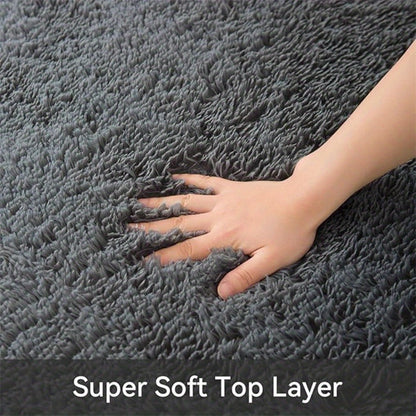 Area Rug, 6x9 Foot Tie-Dye Coffee Plush Shag Style with Machine-Wash Care and Source-Listed Backing