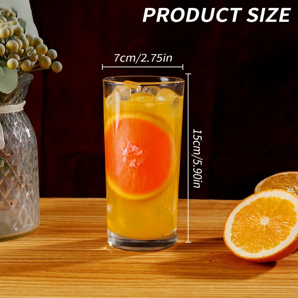 Six-Piece Highball Glass Set with Thick Bases for Juice, Milk, Water and Everyday Tabletop Drinks