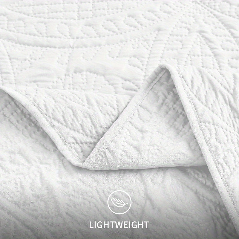 Three-Piece Lightweight Microfiber Quilt Set with Pillow Shams in Ten Size and Color Options