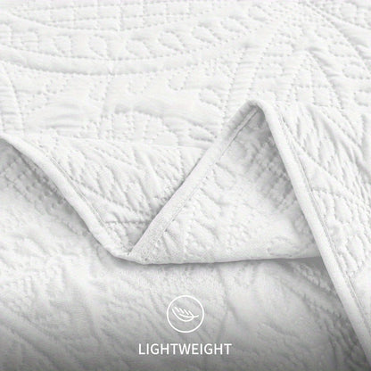 Three-Piece Lightweight Microfiber Quilt Set with Pillow Shams in Ten Size and Color Options