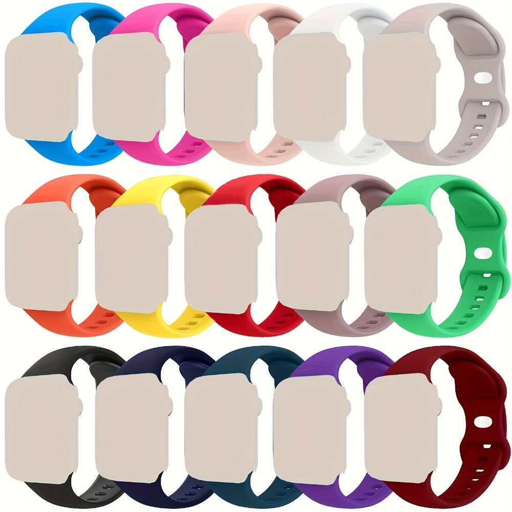 15 Pack Multicolor Apple Watch Bands Soft Silicone Sport Straps – Pin-and-Tuck Closure Compatible with Apple Watch Series 10 9 8 7 6 SE 5 4 3 2 1 38mm 40mm 41mm 42mm 44mm 45mm 46mm 49mm Men Women Value Set