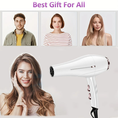 Brushless Motor Hair Dryer Set with Accessories - Professional Blow Dryer Kit Concentrator Nozzle Comb Clips 2 Modes 3 Speeds Ionic Anti-Frizz Home Salon Travel Black White Blue Green