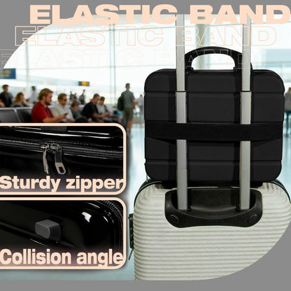 Hard Shell Makeup Travel Case Waterproof Pressure-Proof Portable Cosmetic Suitcase with Elastic Band Luggage Attachment Carry-On Organizer for Women Travel Camping Gym 30x25x15cm